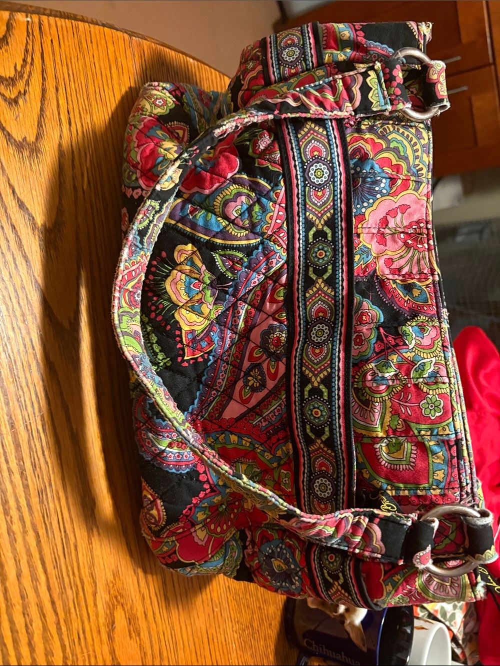 VERA BRADLEY , Quilted Floral Paisley Shoulder Bag in Pink and Black